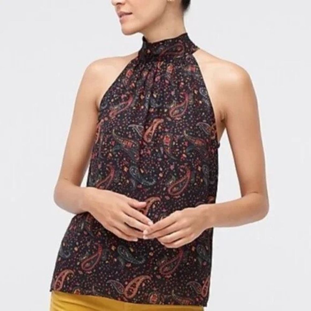 ✨J.Crew Factory Paisley Sleeveless Tie-Neck Halter Blouse✨